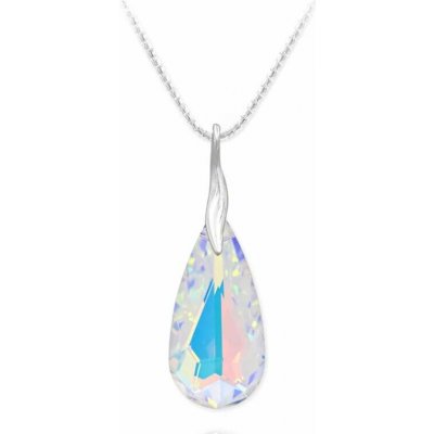 Swarovski Elements Stříbrný náhrdelník visací bílá duhová slza, kapka 54035.2 Crystal AB bílá – Hledejceny.cz