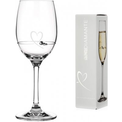 Diamante sklenice na bílé víno se Swarovski krystaly Petit Heart 240 ml – Zboží Mobilmania