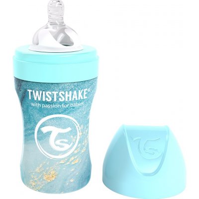 Twistshake kojenecká láhev AntiColic nerezová mramorově šedá 260ml