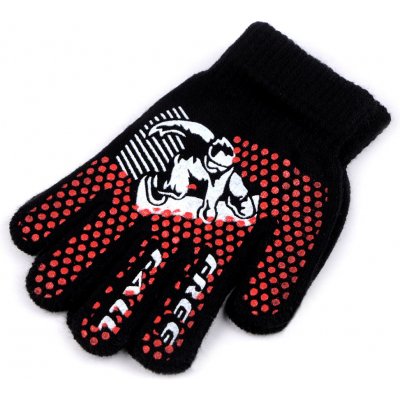 Chlapecké pletené rukavice s gumovým potiskem Červená – Zboží Dáma