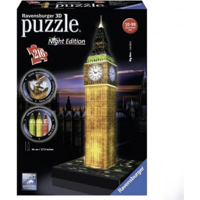 Rappa 3D puzzle svítící Big Ben noční edice 216 ks – Zbozi.Blesk.cz