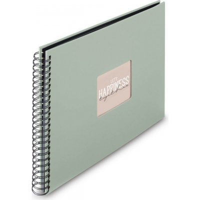 Hama album klasické spirálové FINE ART 36x32 cm, 50 stran, sage, černé listy – Sleviste.cz