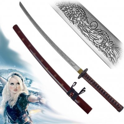 AF Fantasy katana "BABYDOLL - DARK" Sucker Punch ocelová replika ostrá! – Zboží Mobilmania