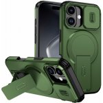 AppleKing kryt s posuvnou krytkou kamery, výklopným stojánkem a MagSafe pro iPhone 17 - olivový – Zboží Mobilmania