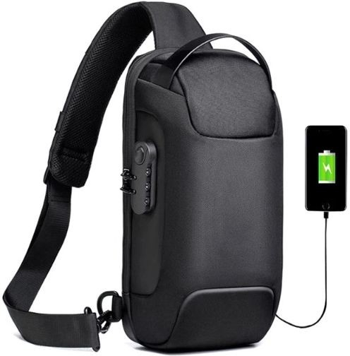 Weixier outdoor batoh přes rameno s USB Eliseo Černý 5L W9530s4