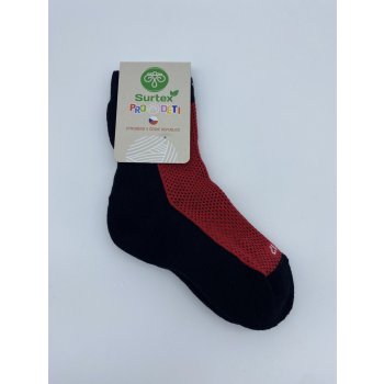 Surtex dětské ponožky JARO 70% merino červené s černou