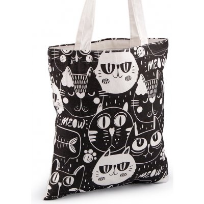 Textilní taška bavlněná pes, kočka 34x39 cm - 2 černá kočka – Zboží Dáma