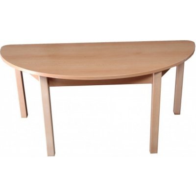 Hajdalánek Stůl půlkulatý průměr 120 x 60 cm pro MŠ stavitelná výška stolu, žlutá, výška 71 cm – Zboží Dáma