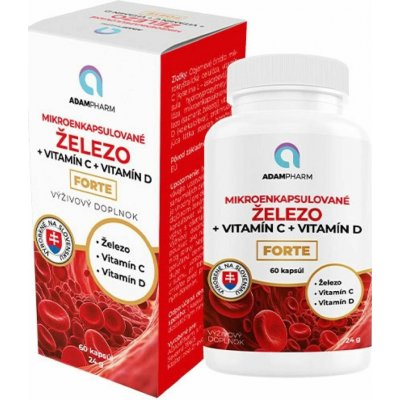 ADAMPharm ŽELEZO + Vitamin C + Vitamin D FORTE 60 kapslí – Hledejceny.cz
