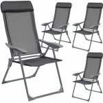 tectake 405971 4 zahradní židle s podhlavníkem antracit – Zboží Mobilmania