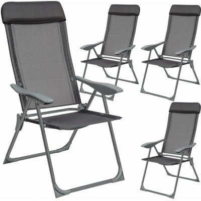 tectake 405971 4 zahradní židle s podhlavníkem antracit – Zboží Mobilmania