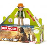 EFKO Igráček Archeolog figurka s egyptskými vykopávkami masky faraona a sošky bohyně Bastet – Hledejceny.cz