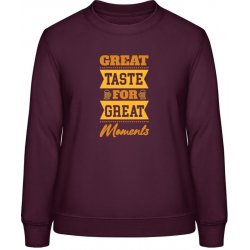 AWDis Sweat mikina Design Great Taste for Great Moments Purpurovočervená