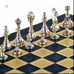 Šachy Stauton zlaté a stříbrné figurky modrá deska 36x36 cm – Zbozi.Blesk.cz