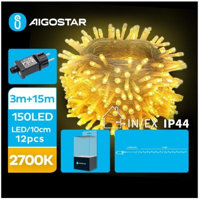 Aigostar LED Venkovní vánoční řetěz 150xLED 8 funkcí 18m IP44 teplá bílá | AI0446 – Hledejceny.cz