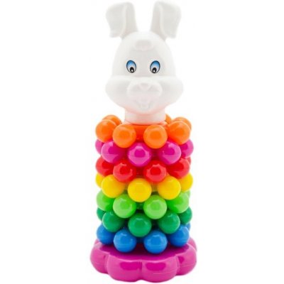 Teddies skládačka pyramida s kroužky plast 26 cm zajíc