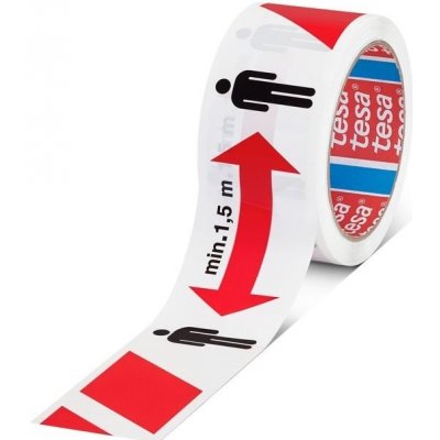 Tesa páska pro vyznačení bezpečného odstupu 50 m x 50 mm červeno-bílá – Zboží Mobilmania