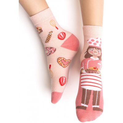 Dívčí nestejné ponožky Cukrářka světle růžová