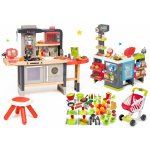 Smoby Set restaurace s elektronickou kuchyňkou Chef Corner Restaurant s mikrovlnkou a obchod Maxi Market a potraviny s nádobím 100 druhů – Zboží Mobilmania