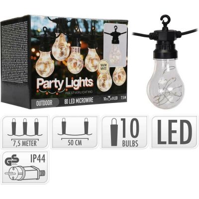 Světelný řetěz LED PARTY 10 žárovek 80LED ProGarden KO-AXC100010 – Hledejceny.cz