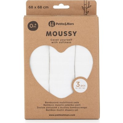 PETITE&MARS bambusová mušelínová Moussy Total White 68 x 68 cm 3 ks – Hledejceny.cz