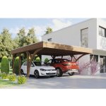 SKAN HOLZ Přístřešek na auto Friesland dvojitý 557 x 555 cm ořech – HobbyKompas.cz