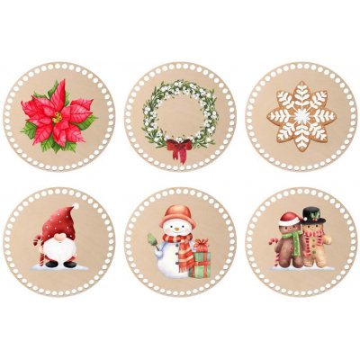 ČistéDřevo Dřevěné podtácky k obháčkování vánoční symboly 10cm – Zbozi.Blesk.cz