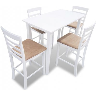 Bílý dřevěný barový stůl a 4 barové židle, set – Zboží Mobilmania