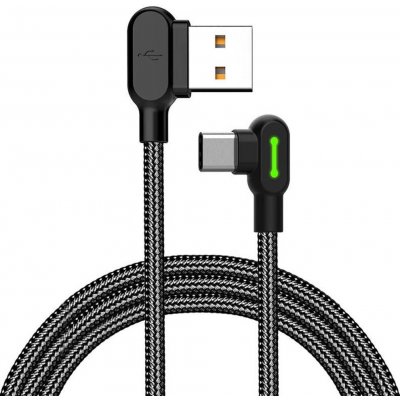 Mcdodo CA-5280 Úhlový USB na USB-C, LED, 1,8m, černý