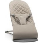 BabyBjörn lehátko Bouncer Bliss Cotton Woven Sand Grey, tmavě šedá konstrukce – Zbozi.Blesk.cz