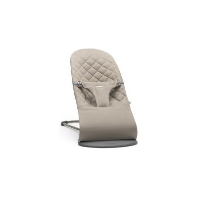 BabyBjörn lehátko Bouncer Bliss Cotton Woven Sand Grey, tmavě šedá konstrukce – Zbozi.Blesk.cz