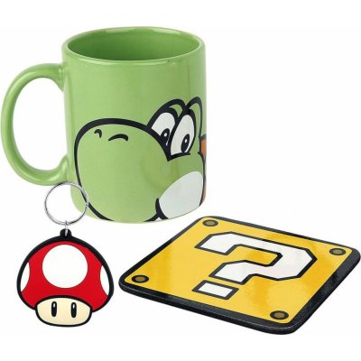 CurePink Dárkový set Super Mario: Yoshi hrnek přívěsek tácek hrnku GP85205 315 ml – Hledejceny.cz