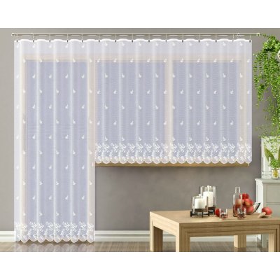 Forbyt žakárová záclona 155001 SABI , květinový vzor, s bordurou, bílá, výška 130cm (v metráži) – Zboží Mobilmania