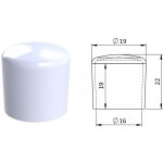 Vnější krytka PVC ø 19 x 22 mm, otvor 16 x 19 mm, bílá