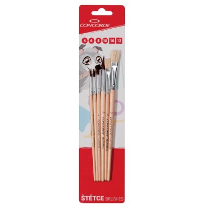 Sada štětců CONCORDE Natural kulaté, ploché 6 ks, blistr - CH1C – Zboží Živě