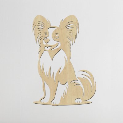 dřevo života Dřevěný obraz psa Papilon Rozměry (cm): 42x60, Zvolte barvu dekoru: Javor – Hledejceny.cz