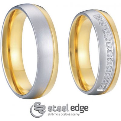Steel Wedding Snubní prsteny chirurgická ocel SPPL005 se zirkony