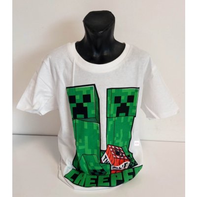 MOJANG official product chlapecké dětské bavlněné tričko s krátkým rukávem Minecraft TNT Creeper bílé