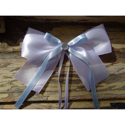 Atlasová mašle na auto bílá - světle modrá 550 – Hledejceny.cz