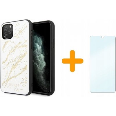 Pouzdro Guess Marble Glass Apple iPhone 11 Pro Max bílé – Zboží Mobilmania