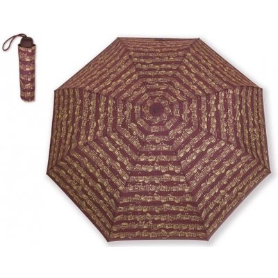 Deštník s notami skládací bordó – Zboží Dáma