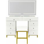 Aga toaletní stolek se zrcadlem a osvětlením matný bílý MRDT20 – Hledejceny.cz