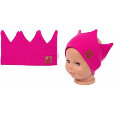 Dvouvrstvá čelenka, Baby Nellys Hand Made, bavlna, Korunka STAR - malinová – Sleviste.cz