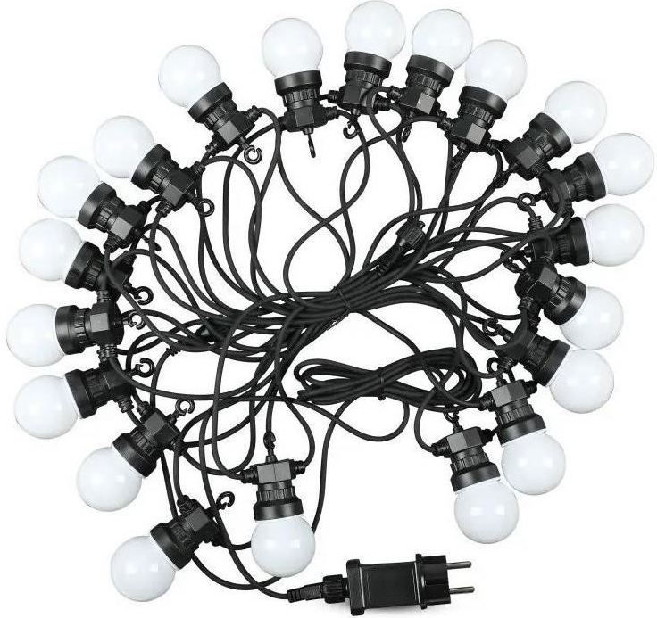 V-Tac LED Venkovní řetěz STRING 10m 20xLED 0,5W 230V IP44 6000K VT0807