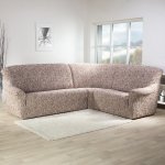 Nueva Textura strečový potah na rohovou sedací soupravu 3D Fusta béžový 340 - 540 cm – Sleviste.cz