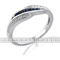 Klenoty Budín diamantový prsten posetý diamanty a modrými safíry 3860481