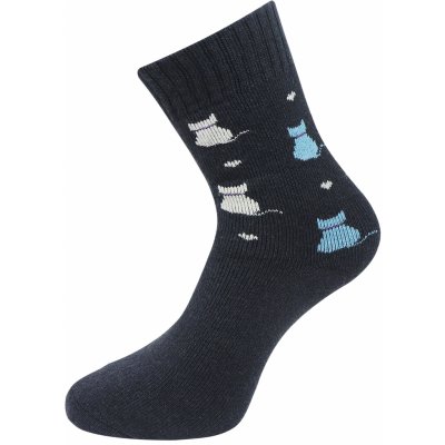 Biju dámské froté ponožky s potiskem kočiček TNV9231 9001503-3 9001503G tmavě modré