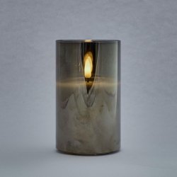 DecoLED LED svíčka ve skle 7,5 x 10 cm šedá
