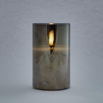 DecoLED LED svíčka ve skle 7,5 x 12,5 cm šedá