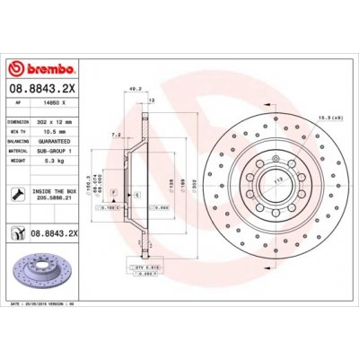 Brzdový kotouč BREMBO 08.8843.2X – Sleviste.cz